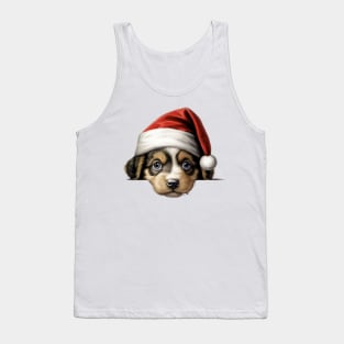 Christmas Peeking Puppy Tank Top